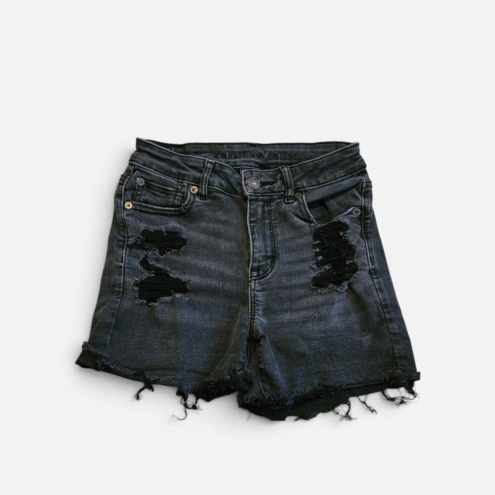 American Eagle Distressed Black denim shorts